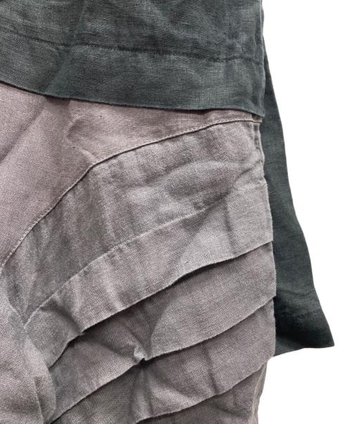 nest Robe（ネストローブ）nest Robe (ネストローブ) リネン サイドタックワンピース ブラック×グレー サイズ:Freeの古着・服飾アイテム