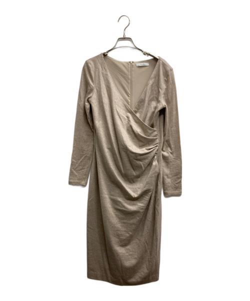 MaxMara（マックスマーラ）MaxMara (マックスマーラ) カシュクールワンピース ベージュ サイズ:42の古着・服飾アイテム