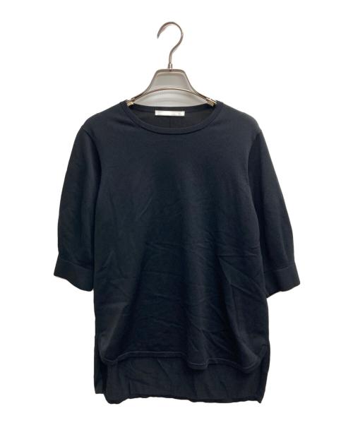 qualite（カリテ）qualite (カリテ) レーヨンストレッチボートネックニット ブラック サイズ:Freeの古着・服飾アイテム