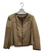 DRAWERドゥロワー）の古着「ノーカラージャケット」｜ブラウン
