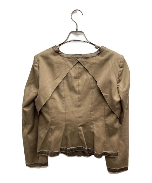 DRAWER（ドゥロワー）Drawer (ドゥロワー) ノーカラージャケット ブラウン サイズ:40の古着・服飾アイテム