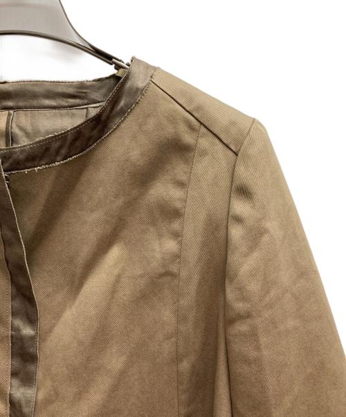 DRAWER（ドゥロワー）Drawer (ドゥロワー) ノーカラージャケット ブラウン サイズ:40の古着・服飾アイテム
