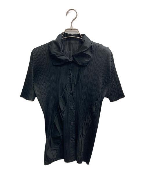 PLEATS PLEASE（プリーツプリーズ）PLEATS PLEASE (プリーツプリーズ) プリーツ切替シャツ ブラック サイズ:4の古着・服飾アイテム