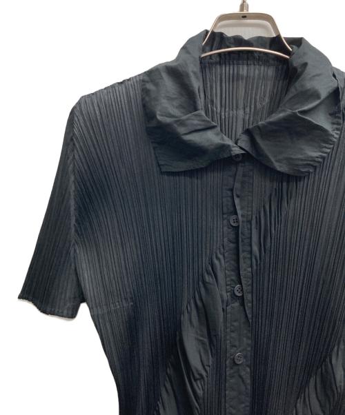 PLEATS PLEASE（プリーツプリーズ）PLEATS PLEASE (プリーツプリーズ) プリーツ切替シャツ ブラック サイズ:4の古着・服飾アイテム