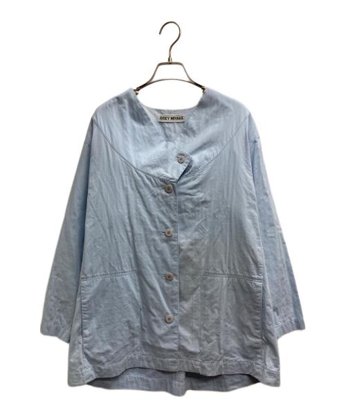 ISSEY MIYAKE（イッセイミヤケ）ISSEY MIYAKE (イッセイミヤケ) ノーカラージャケット ブルー サイズ:Mの古着・服飾アイテム