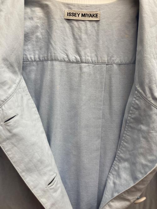ISSEY MIYAKE（イッセイミヤケ）ISSEY MIYAKE (イッセイミヤケ) ノーカラージャケット ブルー サイズ:Mの古着・服飾アイテム