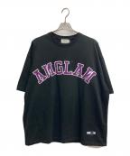 ANGLANアングラン）の古着「Applique Logo Half Tee」｜ブラック