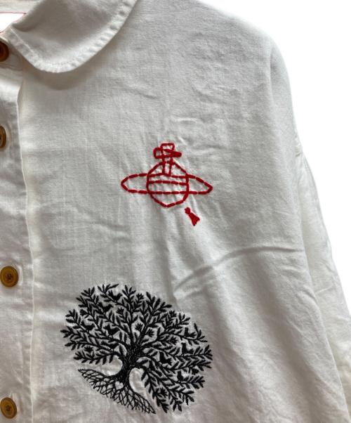 Vivienne Westwood RED LABEL（ヴィヴィアンウエストウッドレッドレーベル）Vivienne Westwood RED LABEL (ヴィヴィアンウエストウッドレッドレーベル) 綿麻セルヴィッチダンガリースリーブタックシャツ ホワイト サイズ:00の古着・服飾アイテム