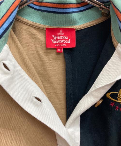 Vivienne Westwood RED LABEL（ヴィヴィアンウエストウッドレッドレーベル）Vivienne Westwood RED LABEL (ヴィヴィアンウエストウッドレッドレーベル) リメイクPOLOトップ オーブスター刺繍 ブラック×ブラウン サイズ:00の古着・服飾アイテム