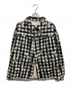 NEON SIGNネオンサイン）の古着「Cutaway front Glitch Gingham jacket」｜ブラック×ベージュ