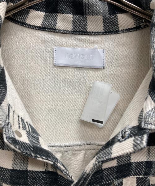 NEON SIGN（ネオンサイン）NEON SIGN (ネオンサイン) Cutaway front Glitch Gingham jacket ブラック×ベージュ サイズ:48の古着・服飾アイテム