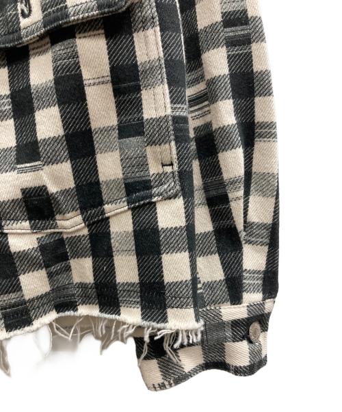 NEON SIGN（ネオンサイン）NEON SIGN (ネオンサイン) Cutaway front Glitch Gingham jacket ブラック×ベージュ サイズ:48の古着・服飾アイテム