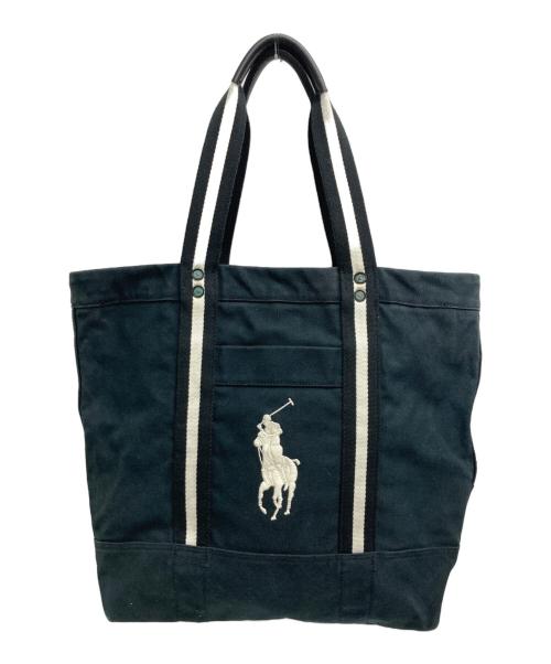 POLO RALPH LAUREN（ポロ・ラルフローレン）POLO RALPH LAUREN (ポロ・ラルフローレン) キャンバストートバッグ ブラックの古着・服飾アイテム