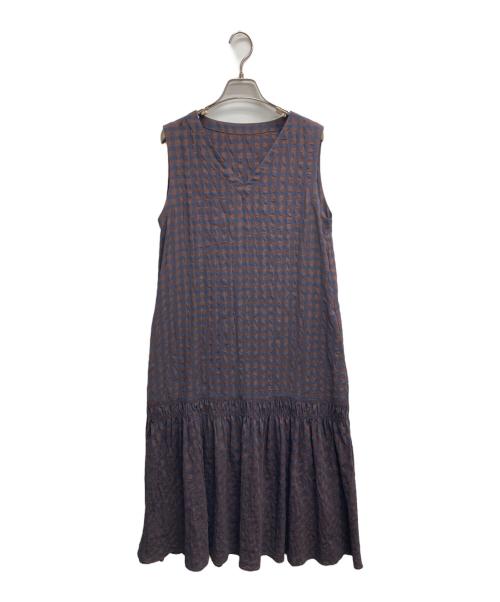 BEAUTY&YOUTH（ビューティーアンドユース）BEAUTY&YOUTH (ビューティーアンドユース) ギンガムチェックティアードノースリーブワンピース ブラウン サイズ:Ｍの古着・服飾アイテム