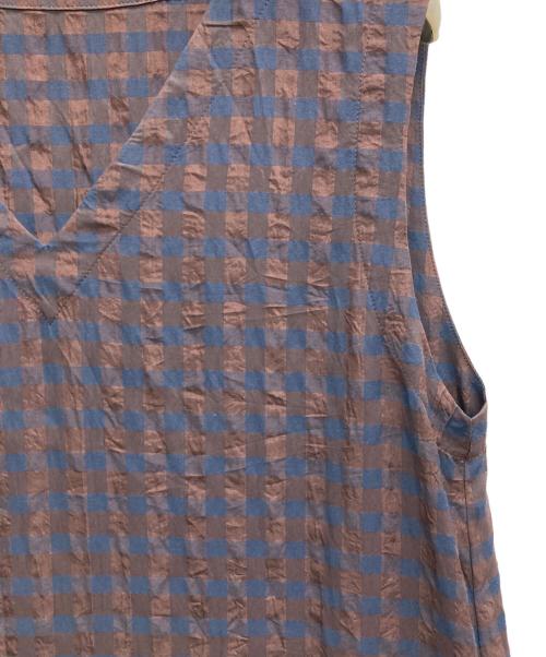 BEAUTY&YOUTH（ビューティーアンドユース）BEAUTY&YOUTH (ビューティーアンドユース) ギンガムチェックティアードノースリーブワンピース ブラウン サイズ:Ｍの古着・服飾アイテム