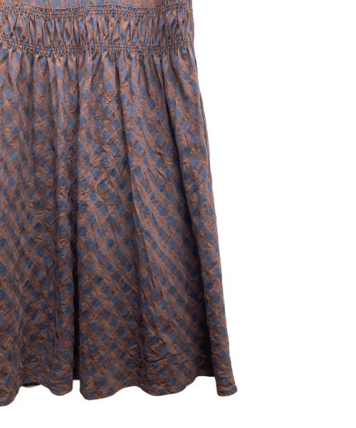 BEAUTY&YOUTH（ビューティーアンドユース）BEAUTY&YOUTH (ビューティーアンドユース) ギンガムチェックティアードノースリーブワンピース ブラウン サイズ:Ｍの古着・服飾アイテム