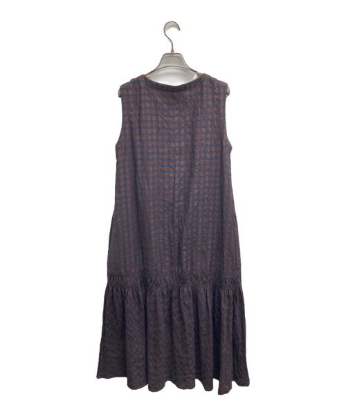 BEAUTY&YOUTH（ビューティーアンドユース）BEAUTY&YOUTH (ビューティーアンドユース) ギンガムチェックティアードノースリーブワンピース ブラウン サイズ:Ｍの古着・服飾アイテム