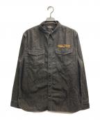 RRLダブルアールエル）の古着「エンブロイダリー デニム ワークシャツ」｜ブラウン