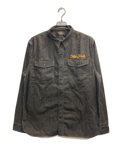 RRL（ダブルアールエル）RRL (ダブルアールエル) エンブロイダリー デニム ワークシャツ ブラウン サイズ:L 未使用品の古着・服飾アイテム