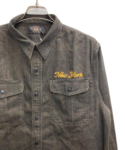 RRL（ダブルアールエル）RRL (ダブルアールエル) エンブロイダリー デニム ワークシャツ ブラウン サイズ:L 未使用品の古着・服飾アイテム