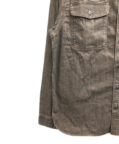 RRL（ダブルアールエル）RRL (ダブルアールエル) エンブロイダリー デニム ワークシャツ ブラウン サイズ:L 未使用品の古着・服飾アイテム