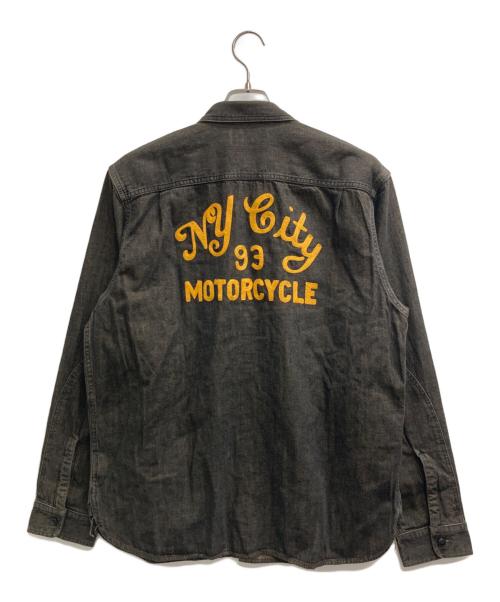 RRL（ダブルアールエル）RRL (ダブルアールエル) エンブロイダリー デニム ワークシャツ ブラウン サイズ:L 未使用品の古着・服飾アイテム