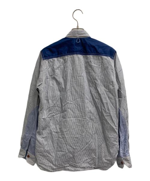 COMME des GARCONS JUNYA WATANABE MAN（コム デ ギャルソン ジュンヤ ワタナベ マン）COMME des GARCONS JUNYA WATANABE MAN (コム デ ギャルソン ジュンヤ ワタナベ マン) 切替ストライプシャツ ブルー サイズ:XSの古着・服飾アイテム
