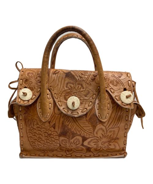 Carving Tribes（カービングトライブス）Carving Tribes (カービングトライブス) レザーハンドバッグ ブラウンの古着・服飾アイテム