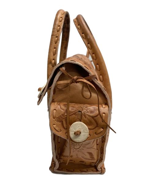 Carving Tribes（カービングトライブス）Carving Tribes (カービングトライブス) レザーハンドバッグ ブラウンの古着・服飾アイテム