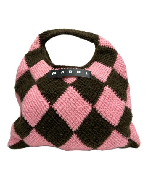 MARNI（マルニ）MARNI (マルニ) MARKET DIAMOND BAG ブラウン×ピンクの古着・服飾アイテム
