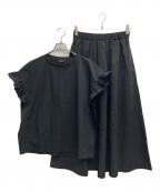 coenコーエン）の古着「ポーチ付きフリルTEE＆スカート」｜ブラック