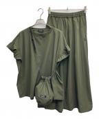 coenコーエン）の古着「ポーチ付きフリルTEE＆スカート」｜カーキ