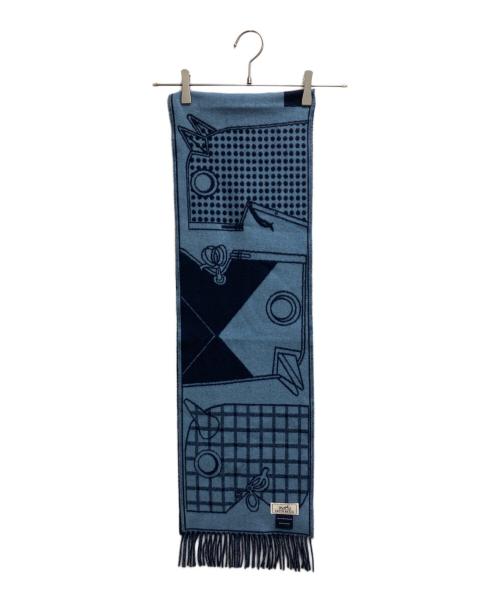 HERMES（エルメス）HERMES (エルメス) カマイユ カシミヤマフラー ブルーの古着・服飾アイテム