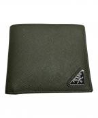 PRADAプラダ）の古着「サフィアーノ2つ折り財布」｜グリーン