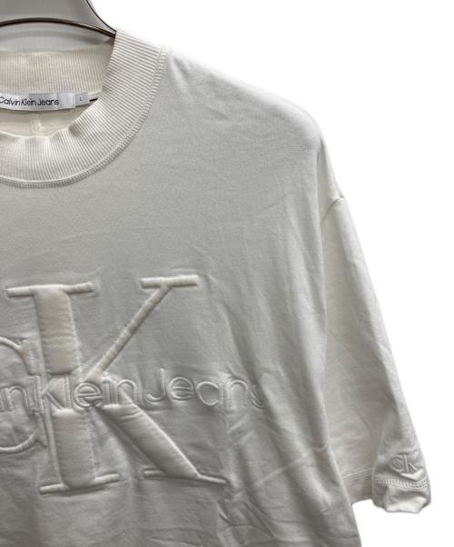 Calvin Klein Jeans（カルバンクラインジーンズ）Calvin Klein Jeans (カルバンクラインジーンズ) プレミアムモノロゴTシャツ ホワイト サイズ:Lの古着・服飾アイテム