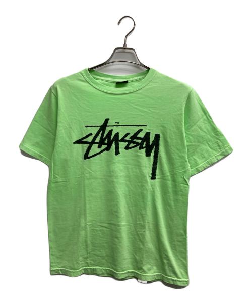 stussy（ステューシー）stussy (ステューシー) ロゴプリントTシャツ 黄緑 サイズ:Sの古着・服飾アイテム
