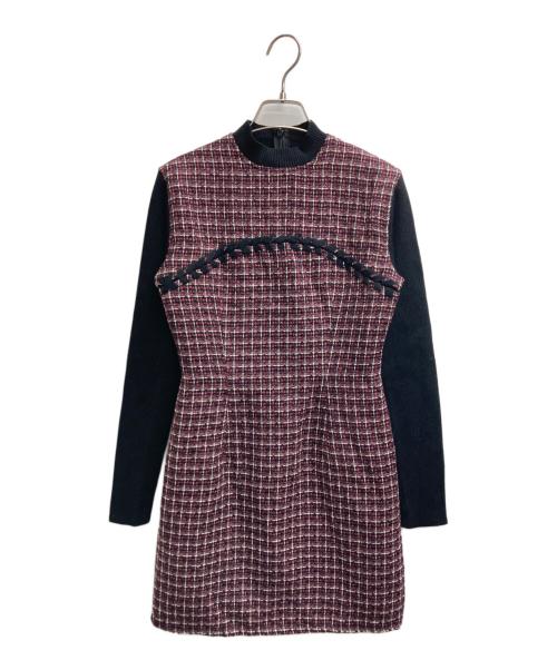 darich（ダーリッチ）Darich (ダーリッチ) ニットドッキングツイードミニワンピース ピンク サイズ:Free 未使用品の古着・服飾アイテム