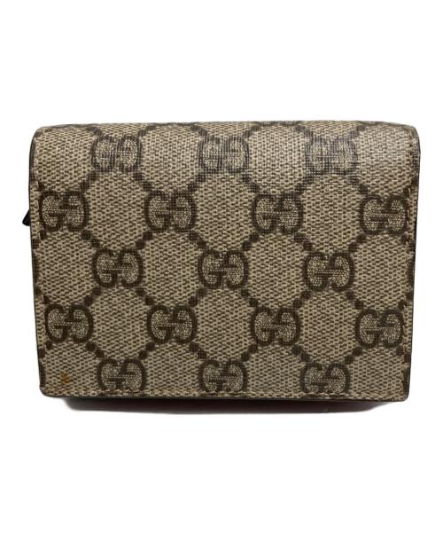 GUCCI（グッチ）GUCCI (グッチ) GGスプリーム チェリー コンパクトウォレット ブラウンの古着・服飾アイテム