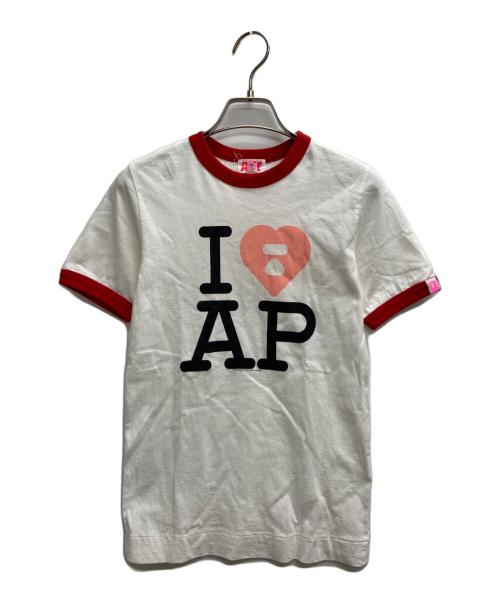 A BATHING APE（ア ベイシング エイプ）A BATHING APE (ア ベイシング エイプ) リンガーTシャツ ホワイト×レッド サイズ:Sの古着・服飾アイテム