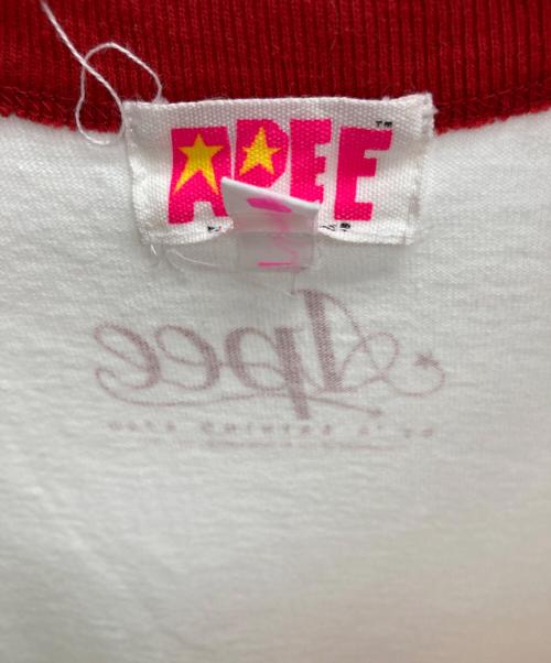 A BATHING APE（ア ベイシング エイプ）A BATHING APE (ア ベイシング エイプ) リンガーTシャツ ホワイト×レッド サイズ:Sの古着・服飾アイテム
