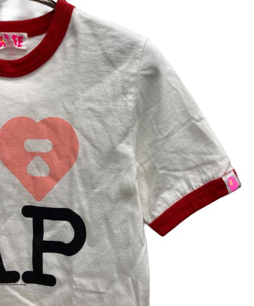 A BATHING APE（ア ベイシング エイプ）A BATHING APE (ア ベイシング エイプ) リンガーTシャツ ホワイト×レッド サイズ:Sの古着・服飾アイテム