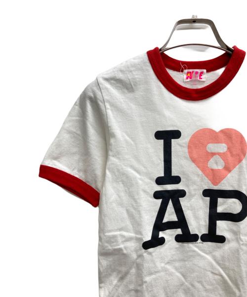 A BATHING APE（ア ベイシング エイプ）A BATHING APE (ア ベイシング エイプ) リンガーTシャツ ホワイト×レッド サイズ:Sの古着・服飾アイテム