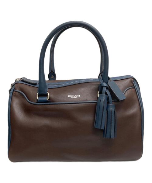 COACH（コーチ）COACH (コーチ) ミニボストンバッグ ブラウン×ネイビーの古着・服飾アイテム