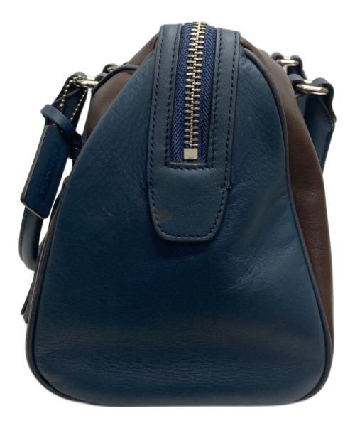COACH（コーチ）COACH (コーチ) ミニボストンバッグ ブラウン×ネイビーの古着・服飾アイテム