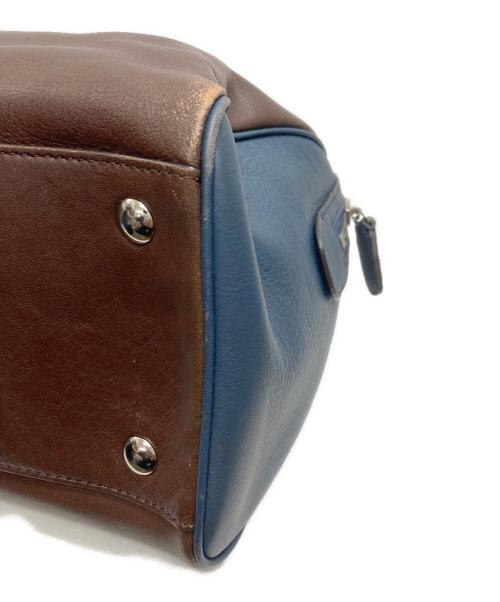 COACH（コーチ）COACH (コーチ) ミニボストンバッグ ブラウン×ネイビーの古着・服飾アイテム