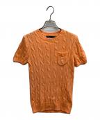 POLO RALPH LAURENポロ・ラルフローレン）の古着「ピマコットン半袖ニット」｜オレンジ