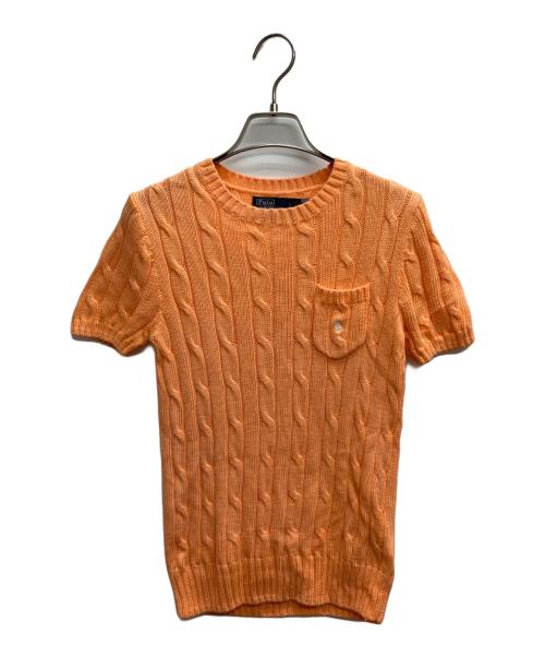 POLO RALPH LAUREN（ポロ・ラルフローレン）POLO RALPH LAUREN (ポロ・ラルフローレン) ピマコットン半袖ニット オレンジ サイズ:Sの古着・服飾アイテム