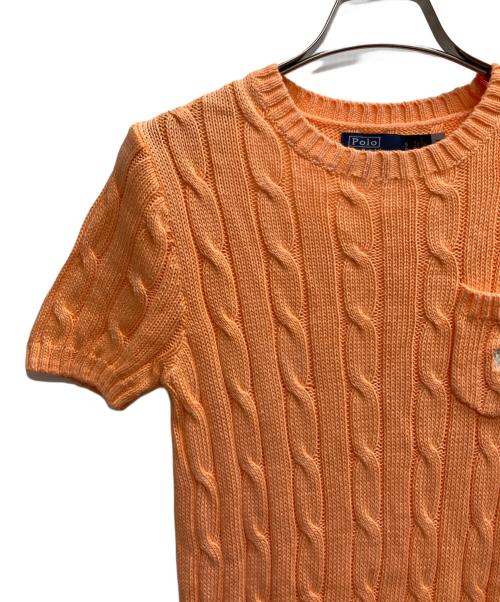 POLO RALPH LAUREN（ポロ・ラルフローレン）POLO RALPH LAUREN (ポロ・ラルフローレン) ピマコットン半袖ニット オレンジ サイズ:Sの古着・服飾アイテム