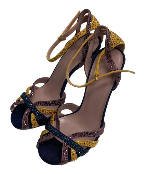 GUCCI（グッチ）GUCCI (グッチ) ヒールサンダル ネイビー サイズ:35の古着・服飾アイテム