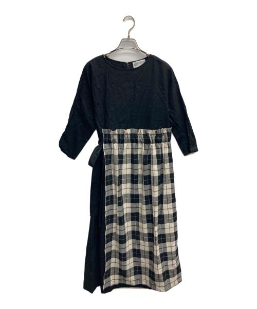 BEARDSLEY（ビアズリー）BEARDSLEY (ビアズリー) ラップスカート付ワンピース ブラック サイズ:Fの古着・服飾アイテム